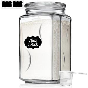 ComSaf 78 oz Glass Jars with Lids, 2.4 QT Large Glass Food Storage Containers with Lids, Tall Flour Sugar Storage Containers, Half Gallon Jar Wide Mouth for Kitchen Storage, large cookie jar