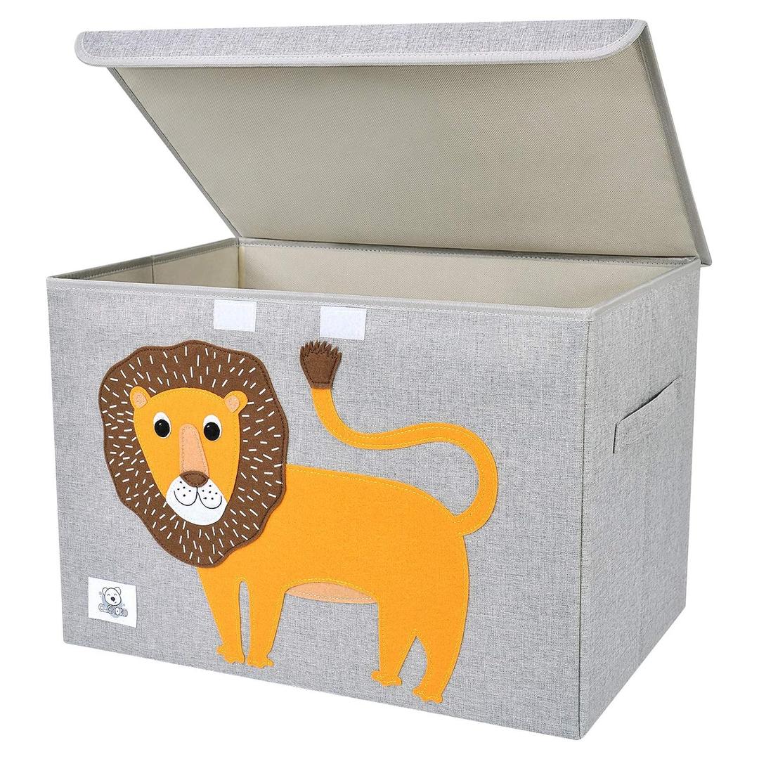 Large Toy Box Storage with Lid, Foldable Fabric Toy Chest Storage for Kids
Toy Organizer Basket, Collapsible Animal Print Storage Bin for Toddlers, Boys and Girls, Playroom, Baby Nursery (Lion)