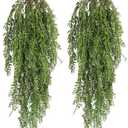 RECUTMS 2 Pcs 3.7Ft Hanging Fake Plants Faux Ferns Ivy Willow Vine Leaves Wall Greenery Artificial Vine Plastic for Spring Home Garden Wedding Party Indoor Outdoor Easter Decorations(Green)