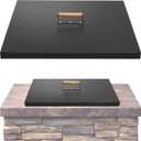 Fire Pit Lid Square 28", Heat Resistant Metal Firepit Cover with 2 Wooden Handles for Square Patio Fire Pit, Compatible for Firepits Inside Dia Up to 26"