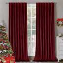 BGment Christmas Red Velvet Curtains 96 Inches for Living Room, Thermal Room Darkening Curtains Sound Reduce Drapes with Back Tab and Rod Pocket for French Door, 2 Panels, 52 x 96 Inch