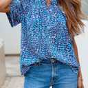 MASCOMODA Womens Tops Summer Boho Floral Short Sleeve Button Down Shirts Crewneck Loose Vacation Dressy Casual Work Blouses (M)