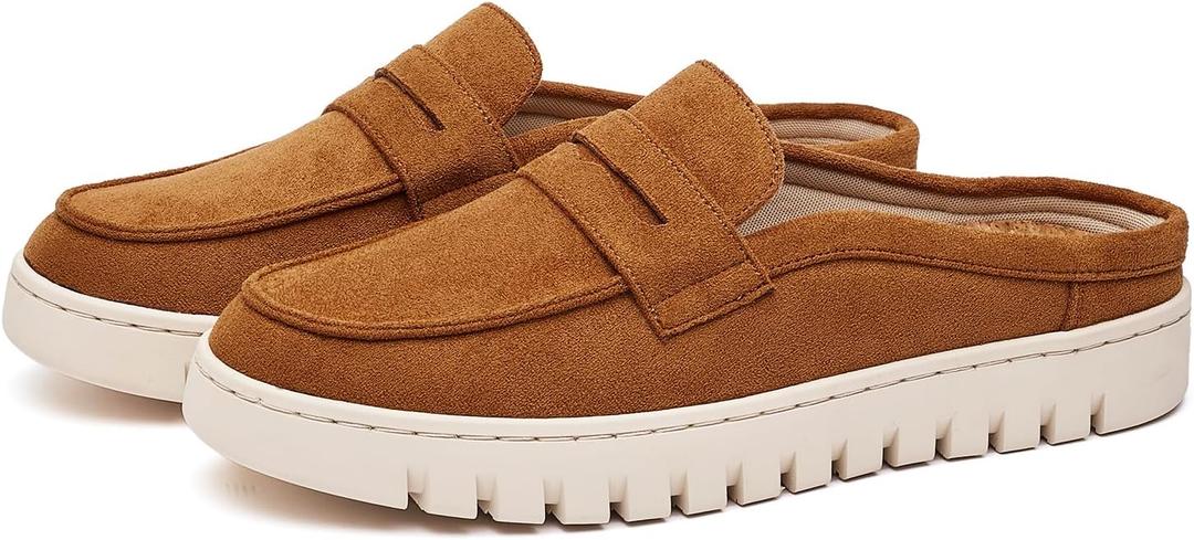 Womens Comfortable Slip On Loafers Indoor Outdoor Business Casual Mules Shoes for Women (7, Brown)