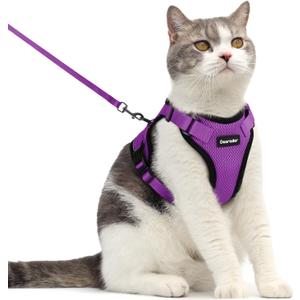 Dooradar Cat Harness and Leash Set, Escape Proof Safe Adjustable Kitten Vest Harnesses for Walking, Easy Control Soft Breathable Mesh Jacket with Reflective Strips for Cats, Purple, M Dooradar Cat Harness and Leash Set, Escape Proof Safe Adjustable Kitten Vest Harnesses for Walking, Easy Control Soft Breathable Mesh Jacket with Reflective Strips for Cats, Purple, M