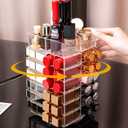 Sooyee 360 Degree Spinning Lipstick Organizer Holder 53 Spaces, Acrylic Cosmetic Display Cases for Lipstick, Brushes, Bottles, and More, Clear