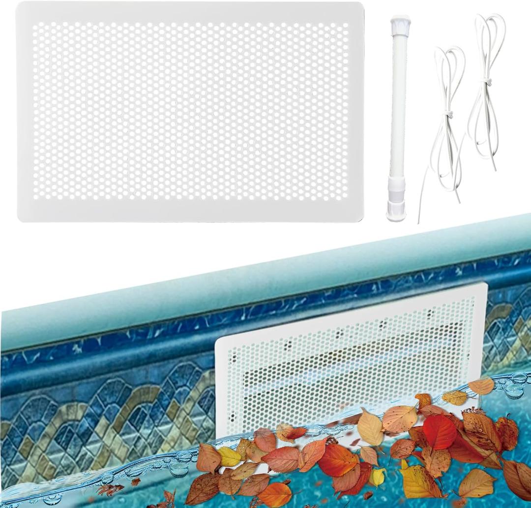 Pool Skimmer Leaf Guards For Inground Pools, Rust-Proof Above Ground Pool Skimmer Screen Net Cover For Prevent Blockage Skimmer Catcher with Elastic Rope And Telescopic Rod For Simple Installation