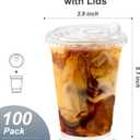 Dealusy 100 Pack - 16 oz Clear Plastic Cups with Lids, Sturdy & Food Safe Iced Coffee Cups with lids, Disposable Plastic Smoothie Cups for Cold Drinks, Sip Lids