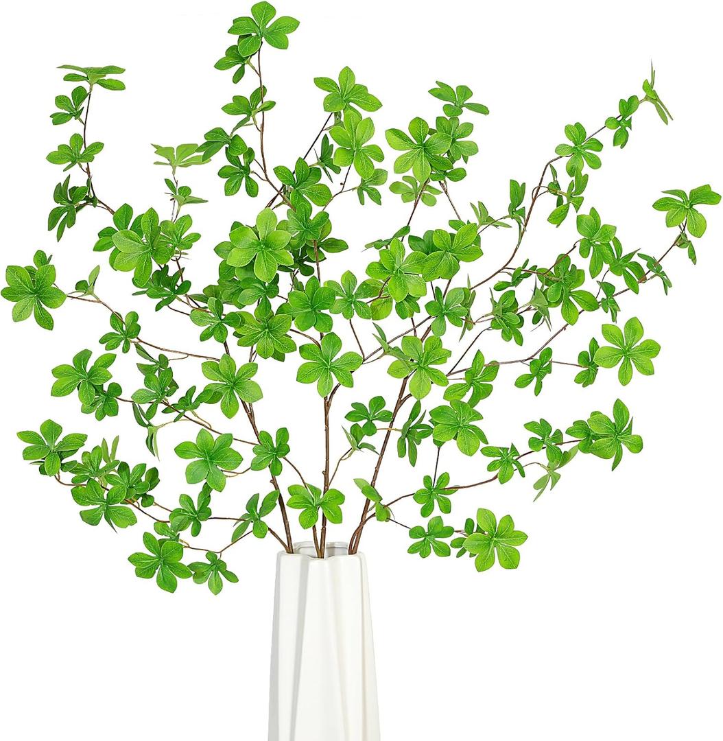 Floweroyal 3pcs Artificial Greenery Stems 43.3" Faux Branches for Vase Filler Fake Green Plants for Home Office Party Wedding Decoration