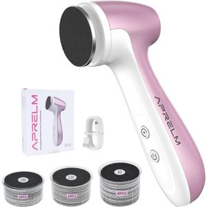 APRELM Rechargeable Electric Foot Callus Remover with 3-Sizes 120Pcs Sandpaper Discs, Professional 1000RPM 3-Speed Control Electric Foot File (E7 Pink)