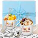 Tioncy 5 Pcs His and Hers Gifts for Anniversary Couple Valentine Gifts Ice Cream Bowl with Scoop Shovel Spoon with Box for Wedding Birthday Valentine