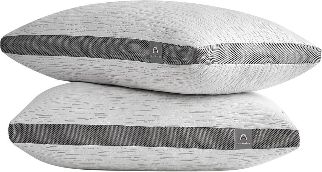 ACCURATEX Pillows Queen Size Set of 2, Rayon Derived from Bamboo Removable Cover, Shredded Memory Foam Pillow with Down Alternative Fill (Adjustable), Supportive Pillows for Side Back Sleepers