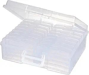 novelinks Transparent 4" x 6" Photo Organizers and Photo Storage Box with Handle, 16 Inner Photo Cases, Portable Picture Organizers & Photo Storage Containers (Clear)