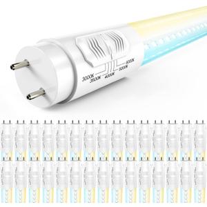 Sunco 30 Pack T8 LED Bulbs 4 Foot, LED Fluorescent Tube Replacement, 4ft LED Tube Light, Ballast Bypass, 18W, 2200 LM, Selectable CCT 3000K/3500K/4000K/5000K/6000K, Single Ended Power, Clear Lens UL