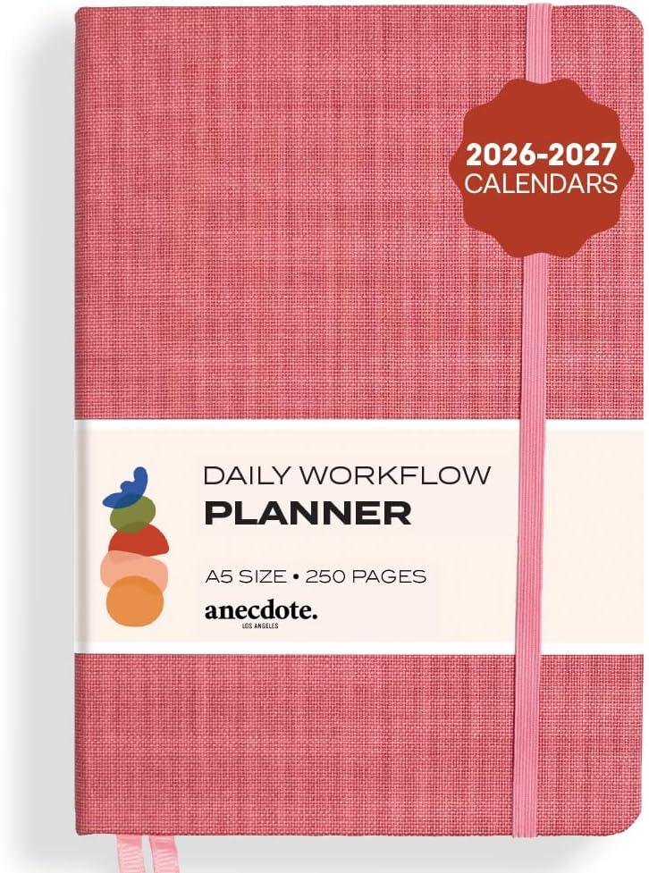 Anecdote Daily Planner w/ 2026-2027 Calendar | Start Anytime 26 Weeks Undated | 1 Page per Day | 8.5" x 5.2" | Hardcover To-Do List Organizer, Plan Your Success, Achieve Productivity Goals (Blossom)