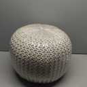 FRELISH DECOR Round Pouf Ottoman Hand Knitted 100% Cotton Pouf Foot Stool - Knitted Bean Bag - Floor Chair for Living Room Bedroom - Foot Rest for Couch (20 Diameter x 14 Height) - Natural