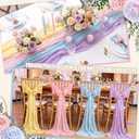 Remagr 12 Pcs Pastel Cheesecloth Gauze Table Runners Boho Wedding Decor Rustic Sheer Runner for Wedding Table Bridal Shower Birthday Party Decorations