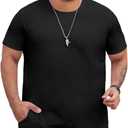 Men's 3XL-8XL Big and Tall T-Shirts Casual Stretch Short-Sleeve Shirts for Men (Black) 6XL