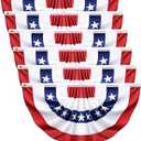 6 Pack USA Pleated Bunting Fan Flags, 1.5x3 Ft USA Patriotic Half Fan Banner American Flag Decoration Bunting for Outside Red White and Blue Decor Memorial Day Independence Day 4th of july Decorations