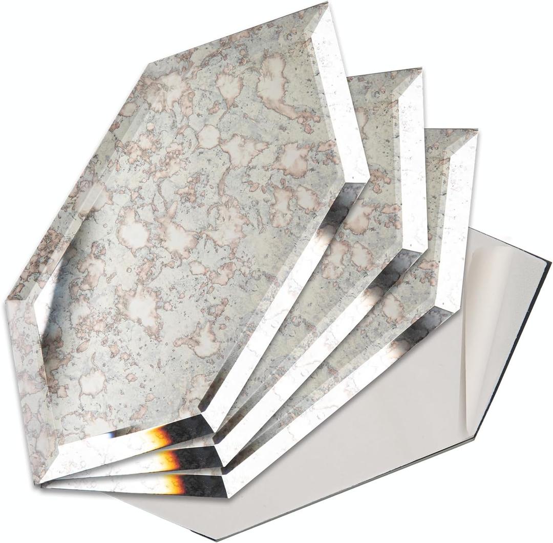 Lovdeco Peel and Stick Beveled Mirror Tile, Mirror Backsplash for Kitchen Bathroom Wall, 4 x7.87 Inches Hexagon, Antique (30 Pcs, 4.8 SQ.FT.)