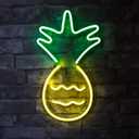 Isaac Jacobs 17 x 10 inch LED Neon Yellow & Green Pineapple Wall Sign for Cool Light, Wall Art, Bedroom Decorations, Home Accessories, Party, and Holiday Dcor: Powered by USB Wire (PINEAPPLE)