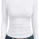 Trendy Queen Women's Boat Neck Tops Long Sleeve Shirts Casual Fitted Tee Shirts Solid Color Fall Basic Clothes, M