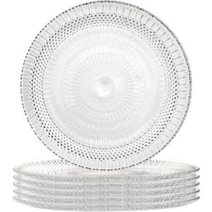 Dessert Plates - 6 Inch/15cm Handblown Glass Plates Set of 6 - Small Dessert Salad and Decorative Plates, Clear Glass Mini Dinner Plates for Appetizers, Salads, and Small Meals