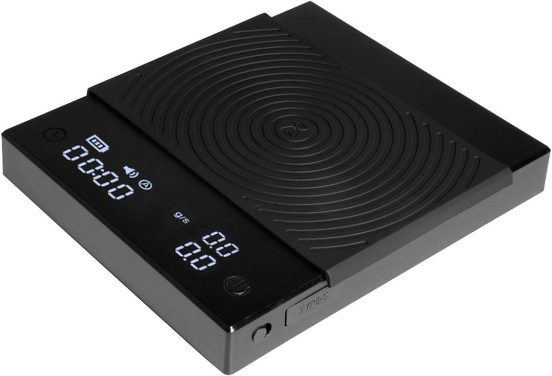 TIMEMORE Coffee Scale Basic 2.0 Electronic Espresso Scale with Water Flow Rate and Timer Function, Free Switching of Ounce/kg Units, Digital Scale for Kitchen/Baking/Cooking, Black
