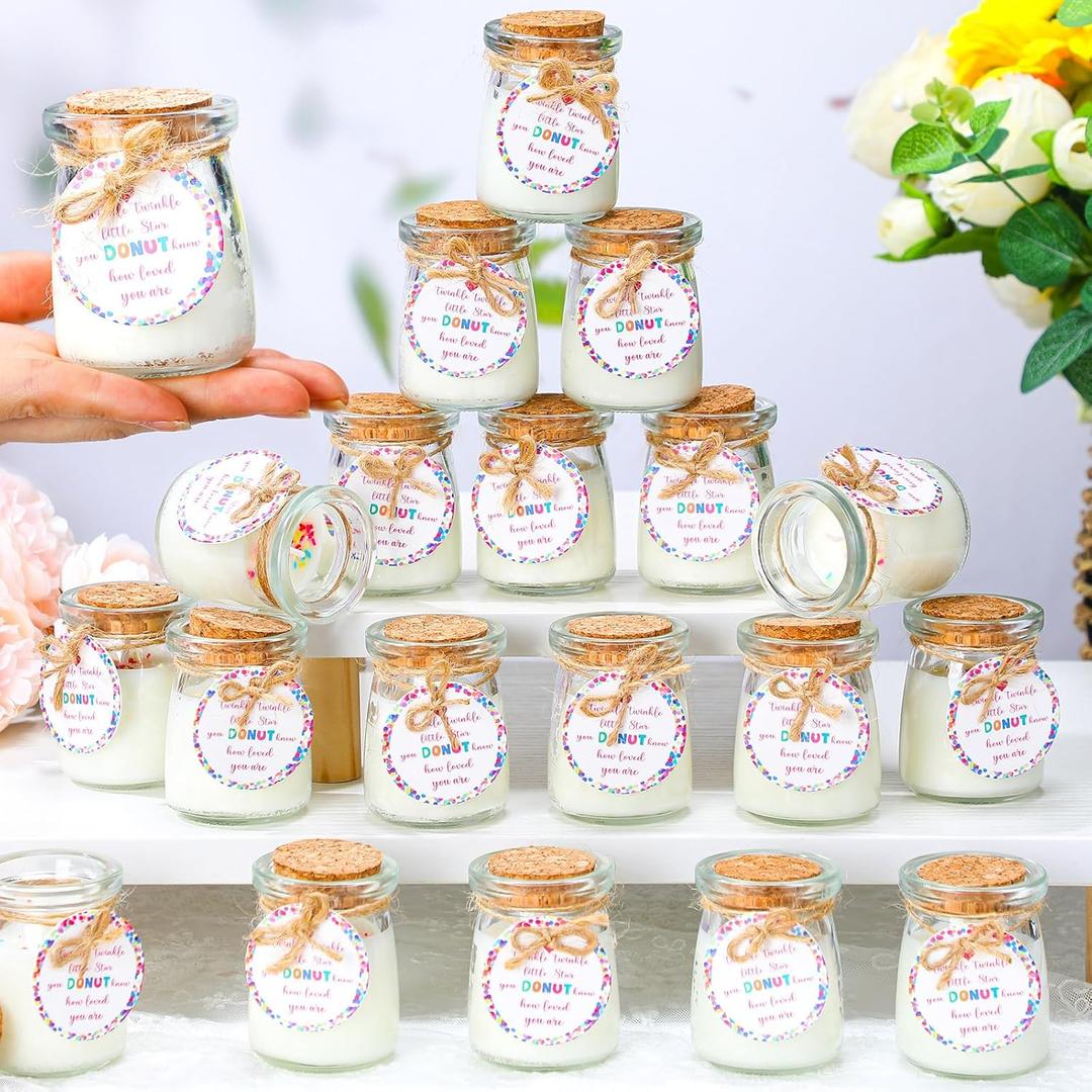 Threlaco 20 Pcs Little Star Baby Shower Favors Party Candle Lavender Scented Glass Mason Jar Wax Candle Bulk for Guests Girl Boy Gender Reveal Party Gifts(Colorful)