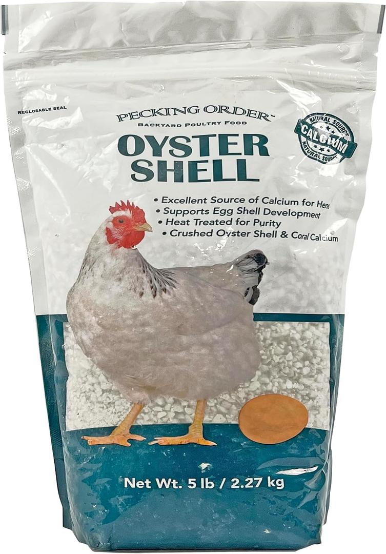 2 x Pecking Order Oyster Shell - Calcium Supplement to Support Laying Hens and Strong Egg Shell Development (5 LB) (EXP 12/31/26)