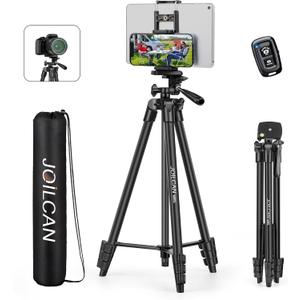 JOILCAN 67" Tripods Camera Tripod, Phone Tablet Tripod for Video Recording Vlog Photo with Remote Carry Bag, Aluminum Lightweight Travel Tripods (Black)