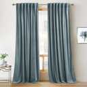 RYB Home Blue Velvet Curtains 96 inches - Blackout Curtains for Living Room, Thermal Insulated Noise Reducing Panels Soft Luxury Window Decor for Bedroom, Stone Blue, W52 x L96 inches, 2 Panels