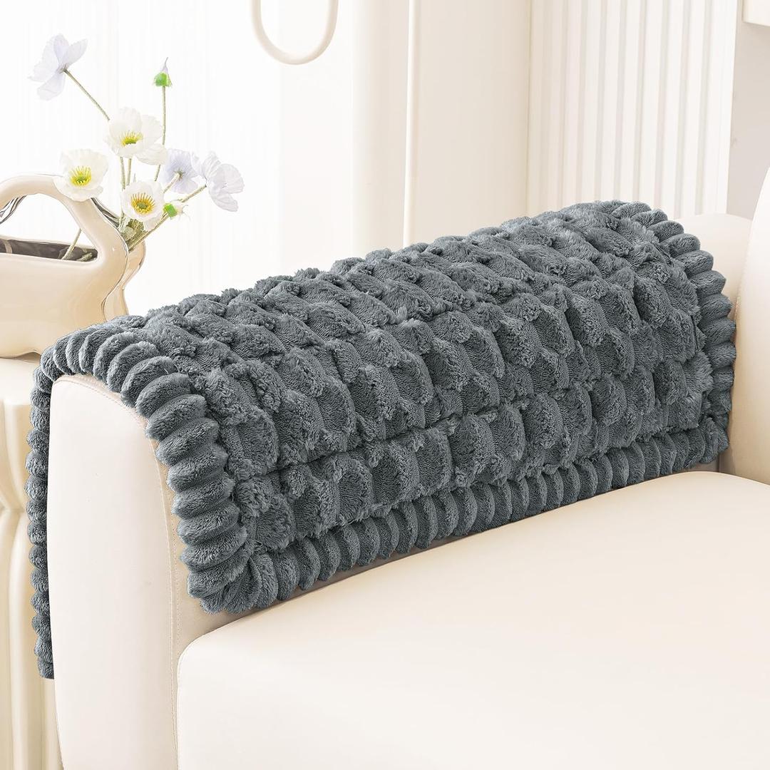 Smiry Couch Covers for Dogs Washable, Non Slip Fuzzy Pet Couch Covers for Sofa, Soft Thick Sofa Slipcovers Furniture Protector Pet Friendly (Dark Grey, 27.6" x 27.6")