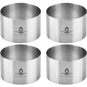 Hilsita 4 Pcs Cake Ring Molds, Seamless Stainless Steel For Baking, 3 inch Cooking Rings, Dessert Mousse Molds Baking Tools, 4 Rings