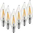 Dimmable LED Candelabra Bulb 25W Equivalent E12 LED Bulb 2700K Soft Warm White, Chandelier Light Bulbs, 2W 200LM Flame Tip CA10 Candle Light Bulb 6 Pack e12 Bulb.