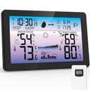 Zivron Weather Station Wireless Indoor Outdoor, Digital Thermometer with Accurate Temperature & Humidity, Large Color HD Display with Remote Sensor, Weather Forecast, Atomic Clock, Moon Phase