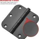 18 Pack Matte Black Door Hinges 3.5 x 3.5 Inch Interior 3 1/2 Inch Door Hinges for Doors Rounded 5/8" Radius Corners Flat Iron Hinge 3 "x 3 " Door Hardware Controls