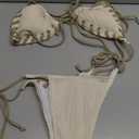 Falainetee Women's High Waisted Bathing Suit Shell Decor Tie Back Swimsuit Bikini Set 2 Piece (Medium, Apricot)