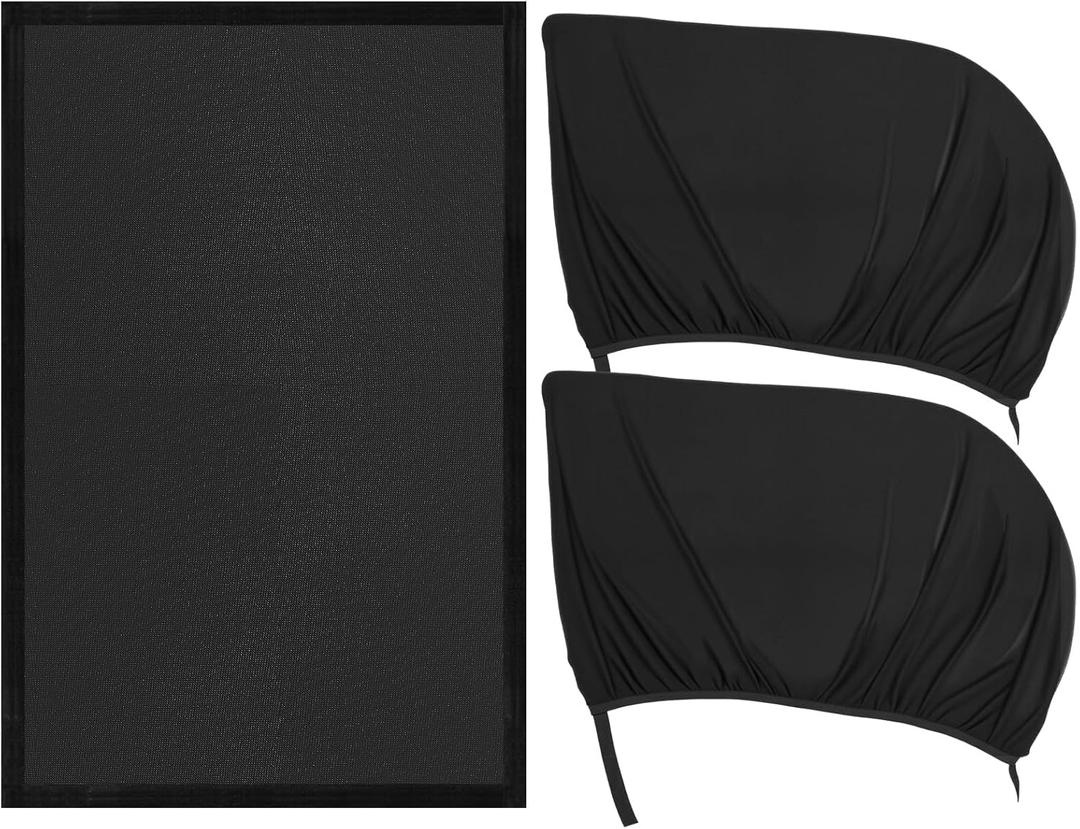 Tallew 3 Pcs Magnetic Car Window Shades with Breathable Mesh Cover Camping Side Window Sunshade Anti-Mosquito Elastic Sunroof Cover UV Sun Privacy Protection for Most Cars Truck SUVs