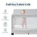 Baby Delight Horizon Full Size Crib, Breathable Mesh Walls, Tool-Free Assembly Baby Bed, Luxe Quilted Easy to Clean Fabric, Grey