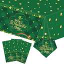 3 Pack St Patricks Day Tablecloth, Disposable 54 x 108 Inch Green Shamrock Table Cloth, Plastic Disposable Rectangle Luck Irish Table Cover for St. Patricks Day Decorations