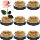 Sliner 8 Pcs 2 Inch Floral Frogs Round Brass Flower Holder Japanese Ikebana Vase Floral Frogs Arranger Fixed Tools Pin for Flower Arrangement Home DIY Craft(Gold)