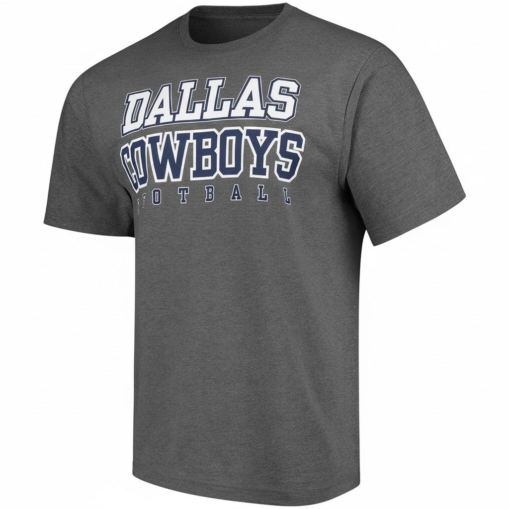 Dallas Cowboys NFL Grey Stencil Stack T-Shirt, Medium(xl)