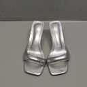 RYNKOMA Women's Leather One Band Square Open Toe Stiletto Slide Sandals Fashion Slip-On Sexy Kitten Heel Mule Sandals Wedding Party Evening Prom Dance Backless Dress Slipper Pump Shoes Size 37