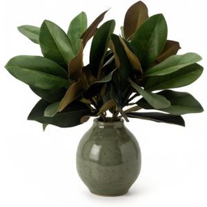 Magnolia Artificial Leaves Branches, 3D Magnolia Stem Life-Like Faux Leaves Twigs for Indoor Vase Filling Home Office Hotel Table Decor, 4 Pack, 22 Inch