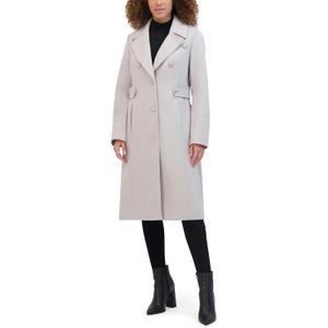 Kenneth Cole Women's Military Wool Blend Overcoat (Platinum), Small