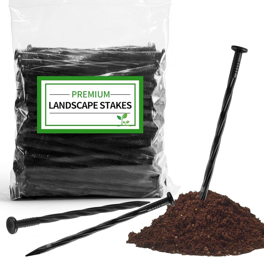 120-Pack 8-Inch Heavy Duty Plastic Landscape Edging Spikes Spiral Anchoring Nails for Paver Edging, Weed Barrier Fabric, Artificial Turf & Garden Borders Rust-Free Nylon Stakes