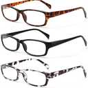 Kerecsen Reading Glasses 5 Pairs Fashion Ladies Readers Spring Hinge with Pattern Print Eyeglasses for Women (Mix Color -4, 1.50)