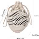 ENBEI Small Crochet drawstring Backpack Handmade crochet Purse for Beach,Travel, Beach Bag for Women,Lightweight Mesh Bag(white)