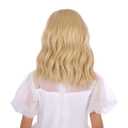 Kids Blonde Wig Child Short Curly Wavy Wig Girls Golden Blonde Wigs Side Part Blond Bob Wigs
