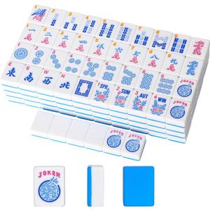 American Mahjong Tiles (1.2,Tiles Only), 166 Pcs American Mahjong Tile Set with Blue Color